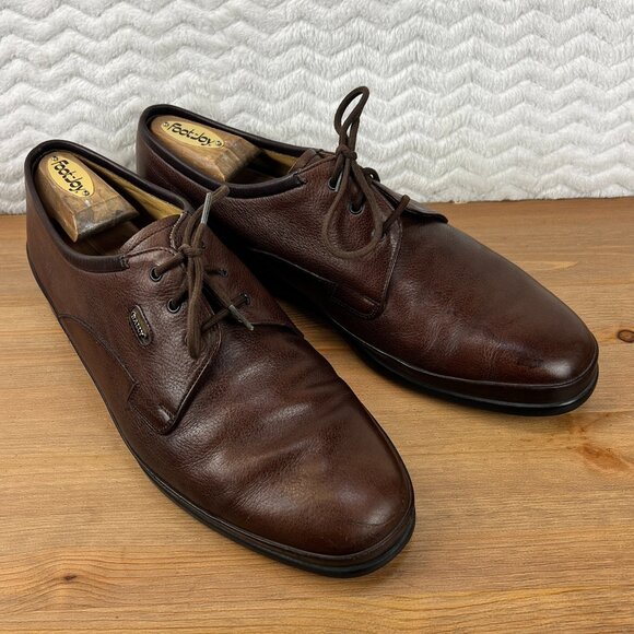 Vintage Bally Mens Grain Leather Lace Up Shoe Dark Brown Flat Comfort Sz 10.5 D - Picture 1 of 16